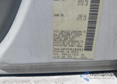 2015 Nissan Altima 2.5 S from USA, damaged, VIN 1N4AL3AP2FN918942